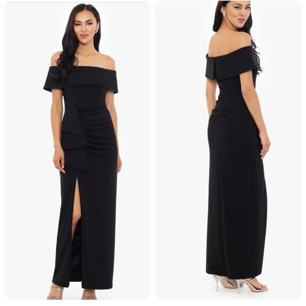 XSCAPE
Off-The-Shoulder Gown |Elegant Black Off-Shoulder Evening Dress| size:16W